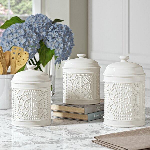 Embossed 3 Piece Kitchen Canister Set