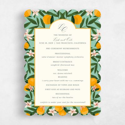Blue Scalloped Wedding Program - Melissa