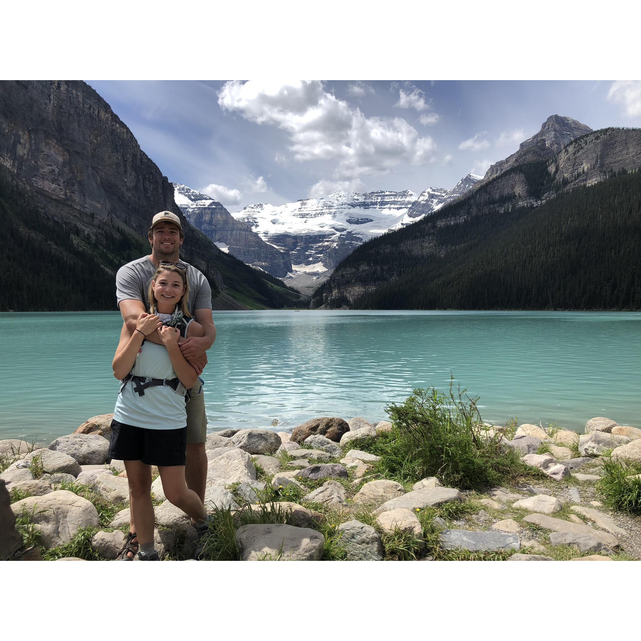 Lake Louise 2018, Spence jumped in... I stayed behind to laugh.