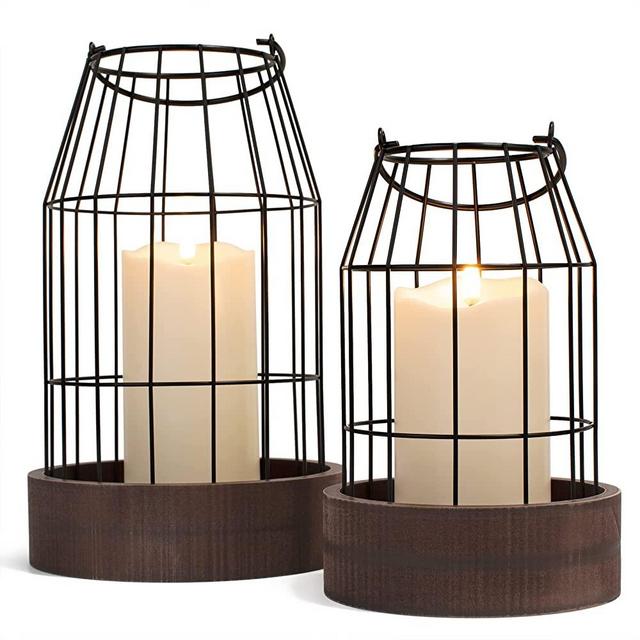 Rustic Farmhouse Lantern Decor - Stylish Decorative Lanterns for Your Living Room, Fireplace Mantle or Kitchen Dining Table - Modern Upscale Beauty for Your Entire Home
