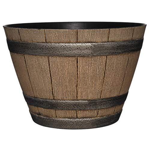 Whiskey Barrel Planter, Distressed Oak, 15"
