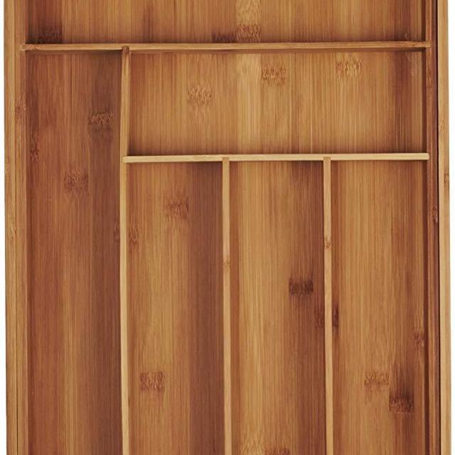 AmazonBasics Bamboo Expandable Kitchen Utensils Drawer Organizer