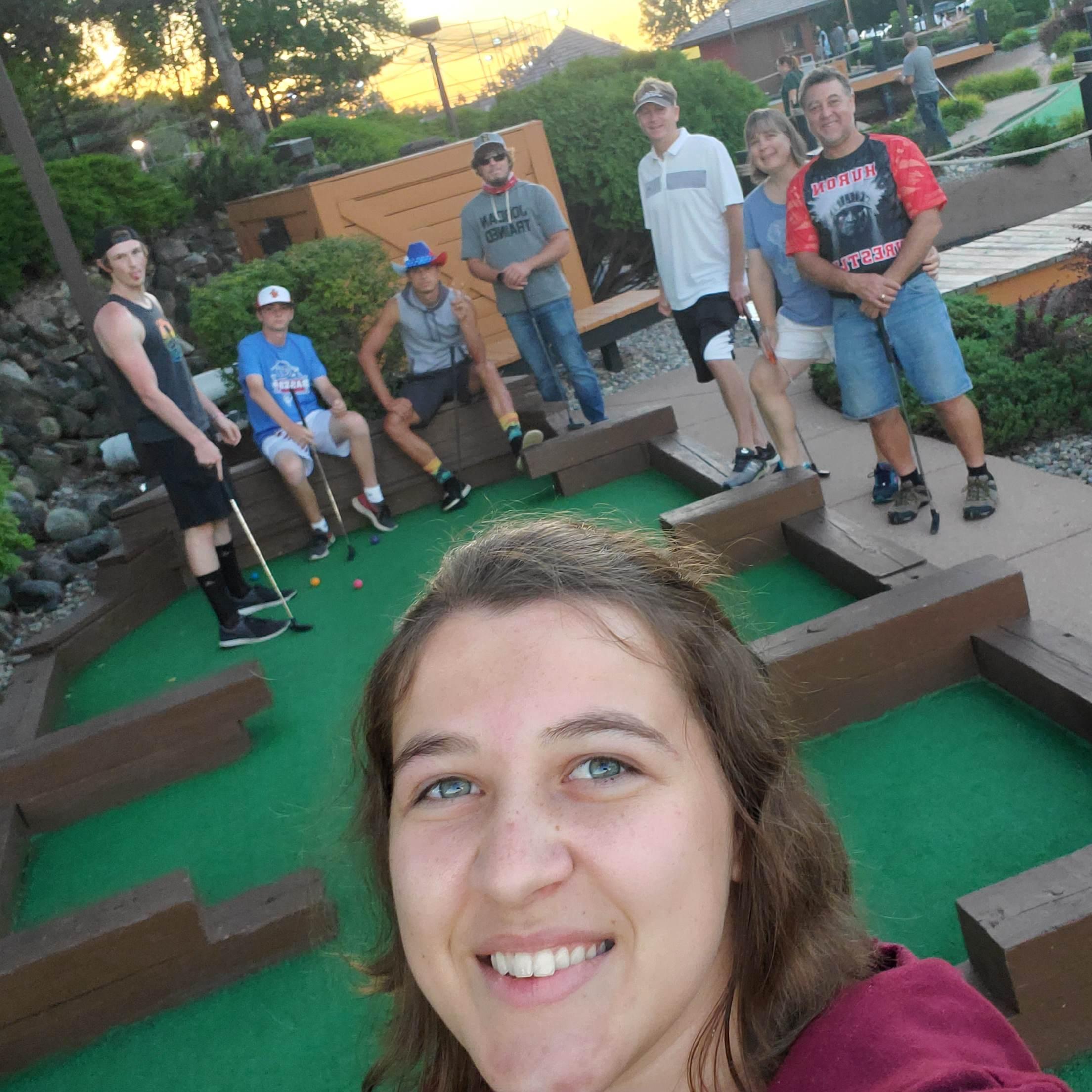 Putt Putt Golf with the fam, Chris, and Levi