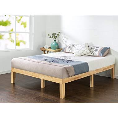 Zinus Moiz 14 Inch Wood Platform Bed / No Box Spring Needed / Wood Slat Support / Natural Finish, Queen