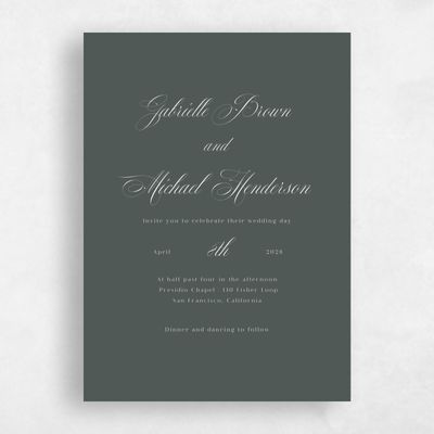 Dark Seaweed, Green Wedding Invitation - Conques Portrait