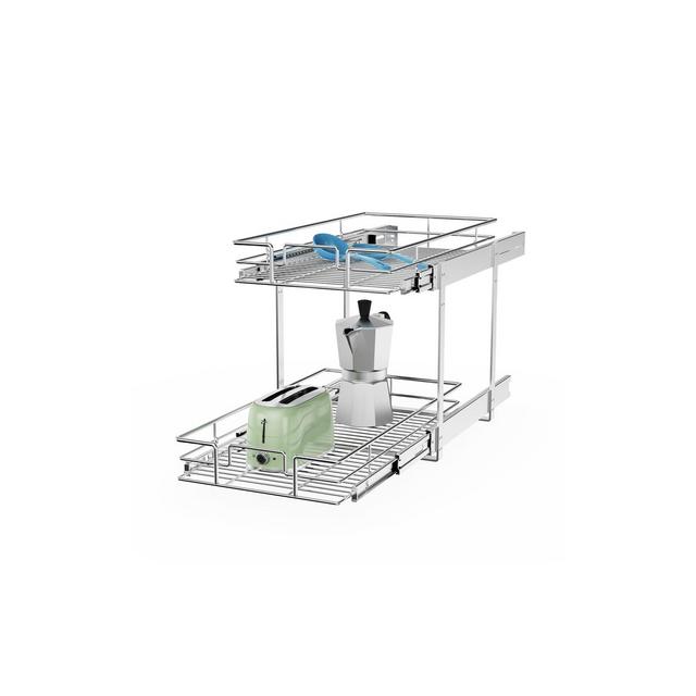 LOVMOR Individual Pull Out Cabinet Organizer , 2 Tier Spice Rack Organizer for Cabinet, Slide Out Drawer Pantry