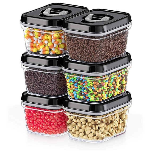DWËLLZA KITCHEN Airtight Food Storage Containers with Lids – 6 Pieces All Same Size - Pantry Container for Spices, Candy, Nuts, Coffee and Tea, Clear Plastic BPA-Free, Keeps Food Fresh & Dry