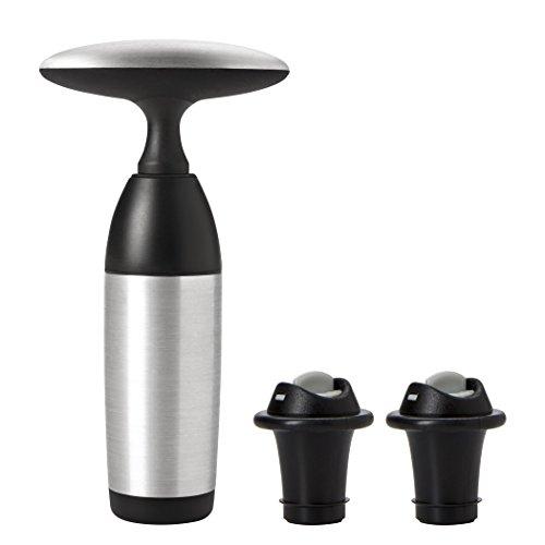 OXO 3110800 SteeL Vacuum Wine Saver and Preserver with Two Stoppers,Silver