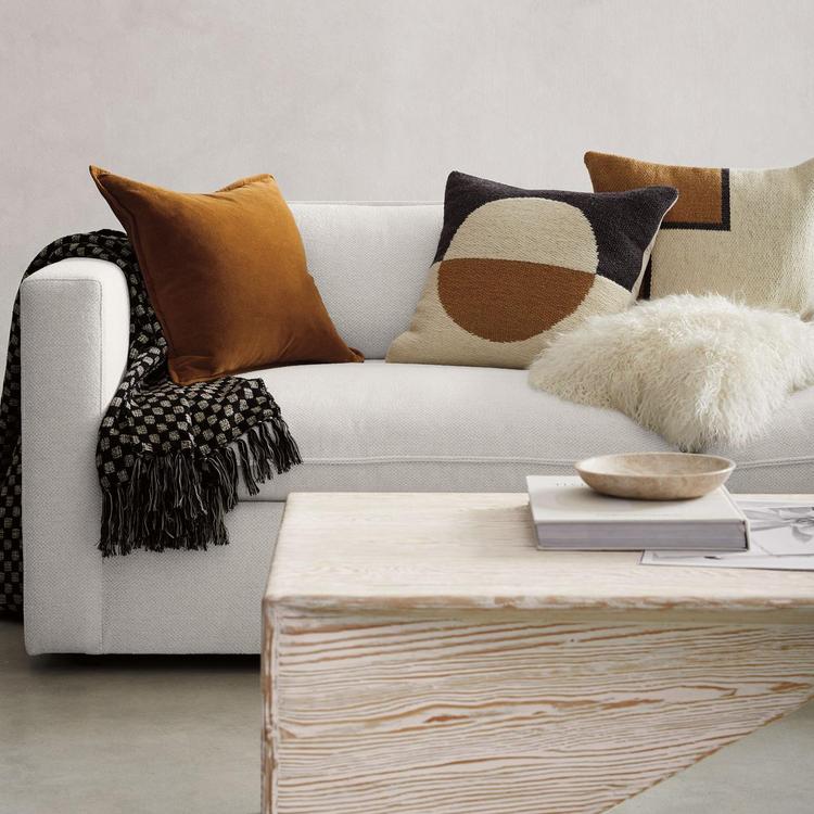 Cognac Brown Throw Pillow Arrangement | Crate & Barrel