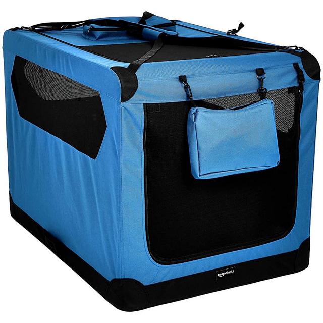 Amazon Basics Premium Folding Portable Soft Pet Dog Crate Carrier Kennel - 42 x 31 x 31 Inches, Blue