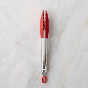 Williams Sonoma Stainless-Steel Silicone Tongs, 9", Red