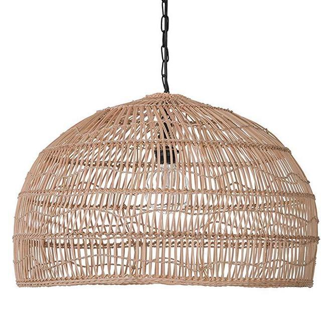 KOUBOO 1050100 Open Weave Cane Rib Dome Hanging Ceiling Lamp, One Size, Wheat