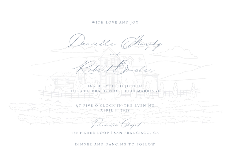 Malcesine Landscape | Periwinkle Gray | Zola Wedding Invitations