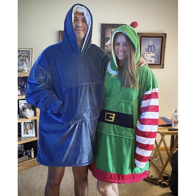 We got engaged wearing these very blanket sweaters.