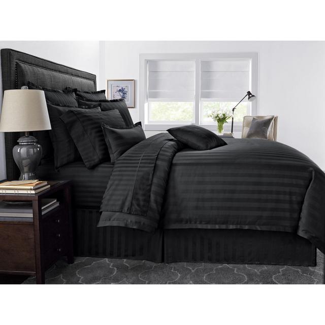Wamsutta® 500-Thread-Count PimaCott® Damask Stripe King Comforter Set in Black