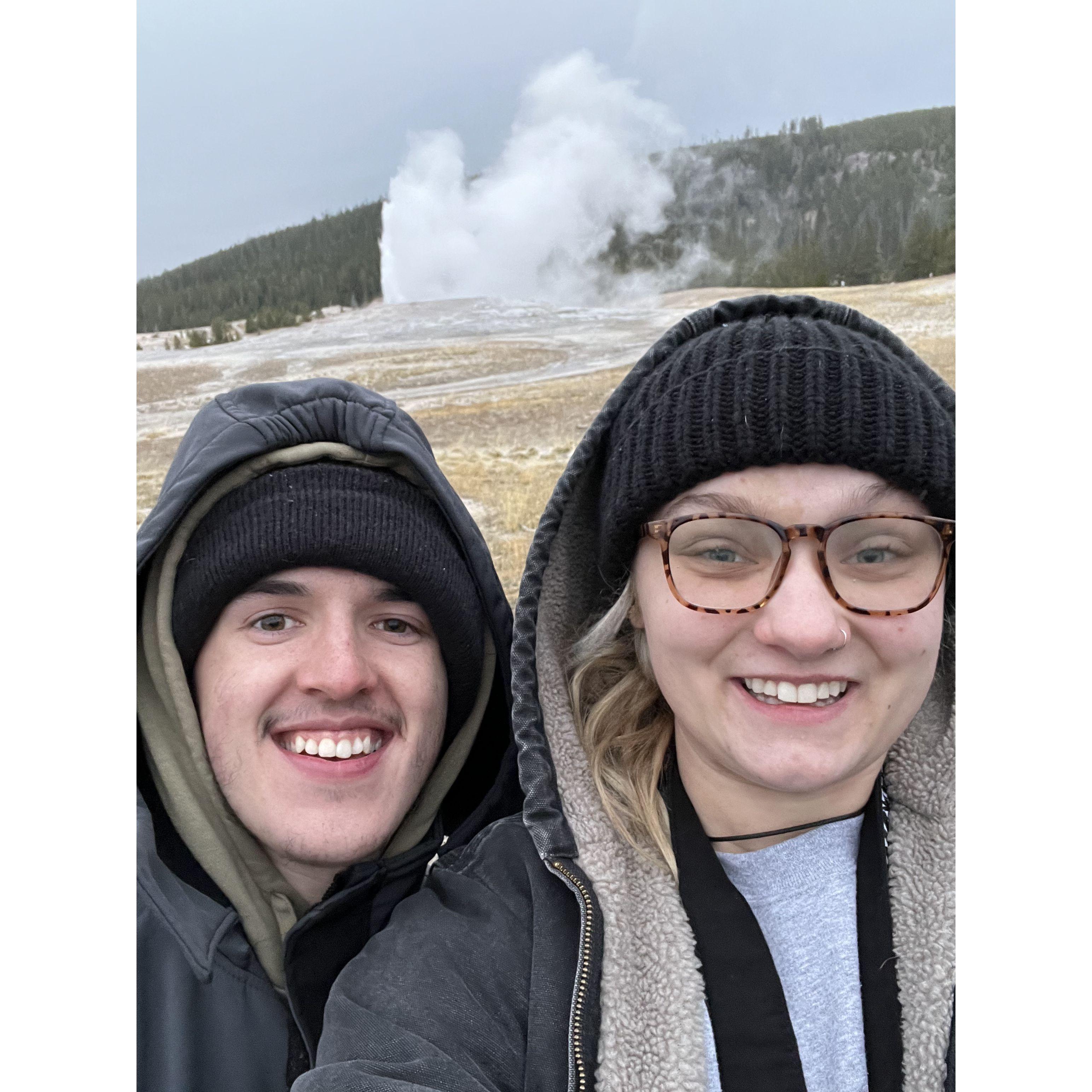We waited 45 min to see Old Faithful!