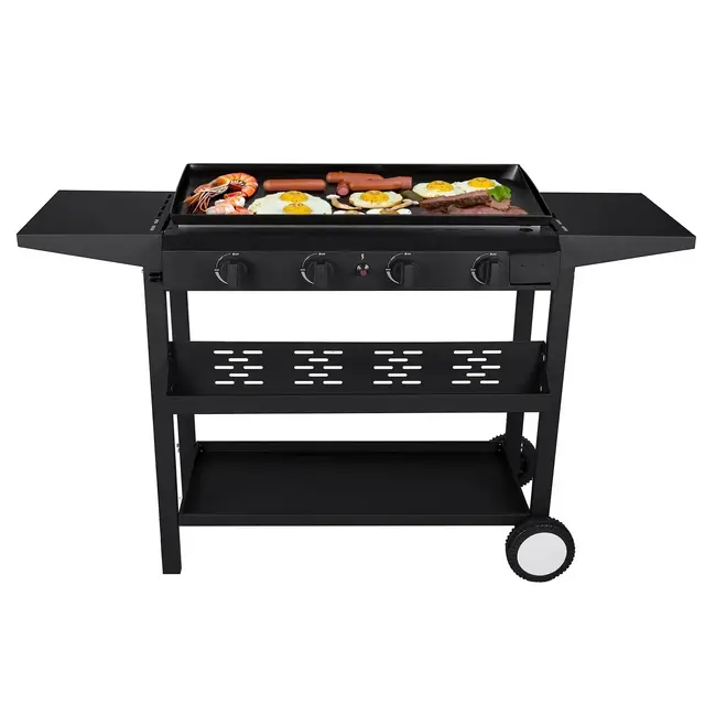 SKONYON 4-Burner 32700 BTU Griddle Propane Gas Grill with Side Board