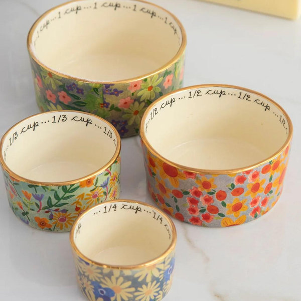 Ceramic Nesting Measuring Cups - Multi Floral