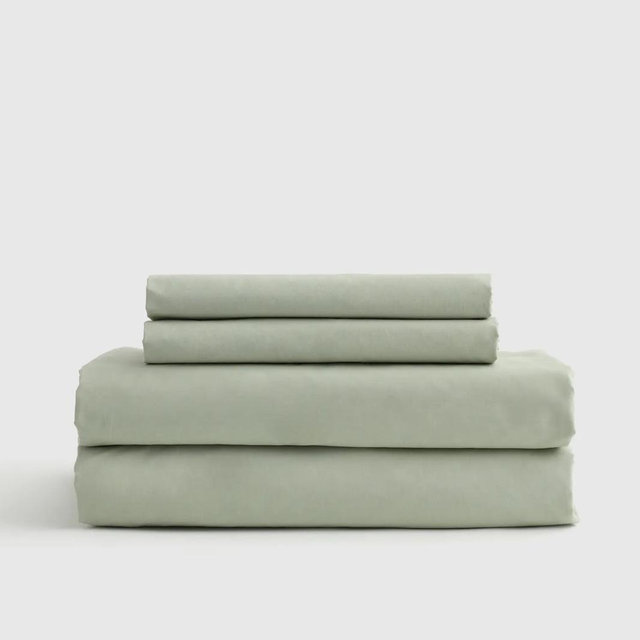 Classic Organic Percale Sheet Set- Queen, Sage, With Top Sheet