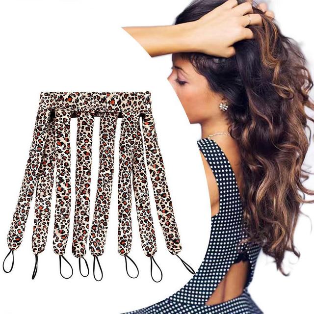JYHi Heatless Hair Curler Rod Headband Skin No Heat Hair Curls for Long Hair with Removable Adjustable Straps Sleep in Over Night Heatless Curling Hair Roller for Women Girls Leopard Print