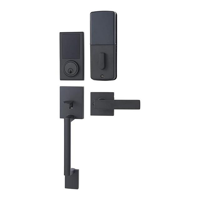 Amazon Basics Grade 3 Electronic Touchscreen Deadbolt Door Lock with Door Handleset - Matte Black