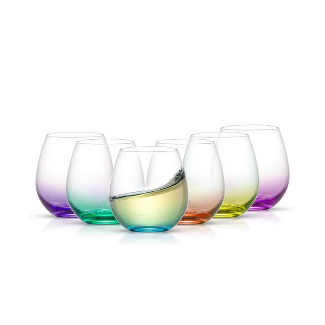 JoyJolt Hue Stemless Wine Glasses, Set of 6