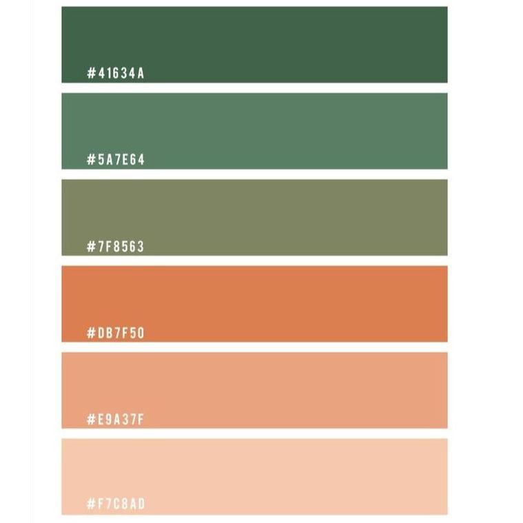 Here are our wedding colors! Greens, terracotta, and peach.