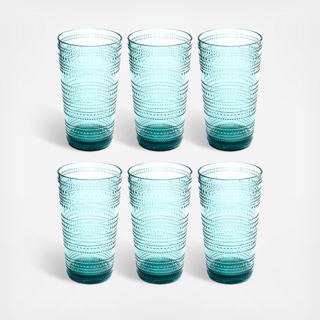 Beaded Acrylic Jumbo Glass, Set of 6