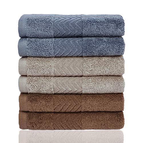 Cleanbear Cotton Washcloths Bath Wash Cloth Set(13 x 13 Inch), 6-Pack 3 Colors