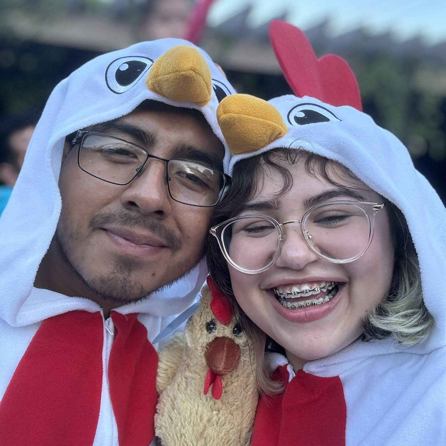 Us dressed up as Chickens