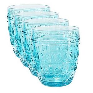 Euro Ceramica Fez Old Fashioned Glasses in Turquoise (Set of 4)