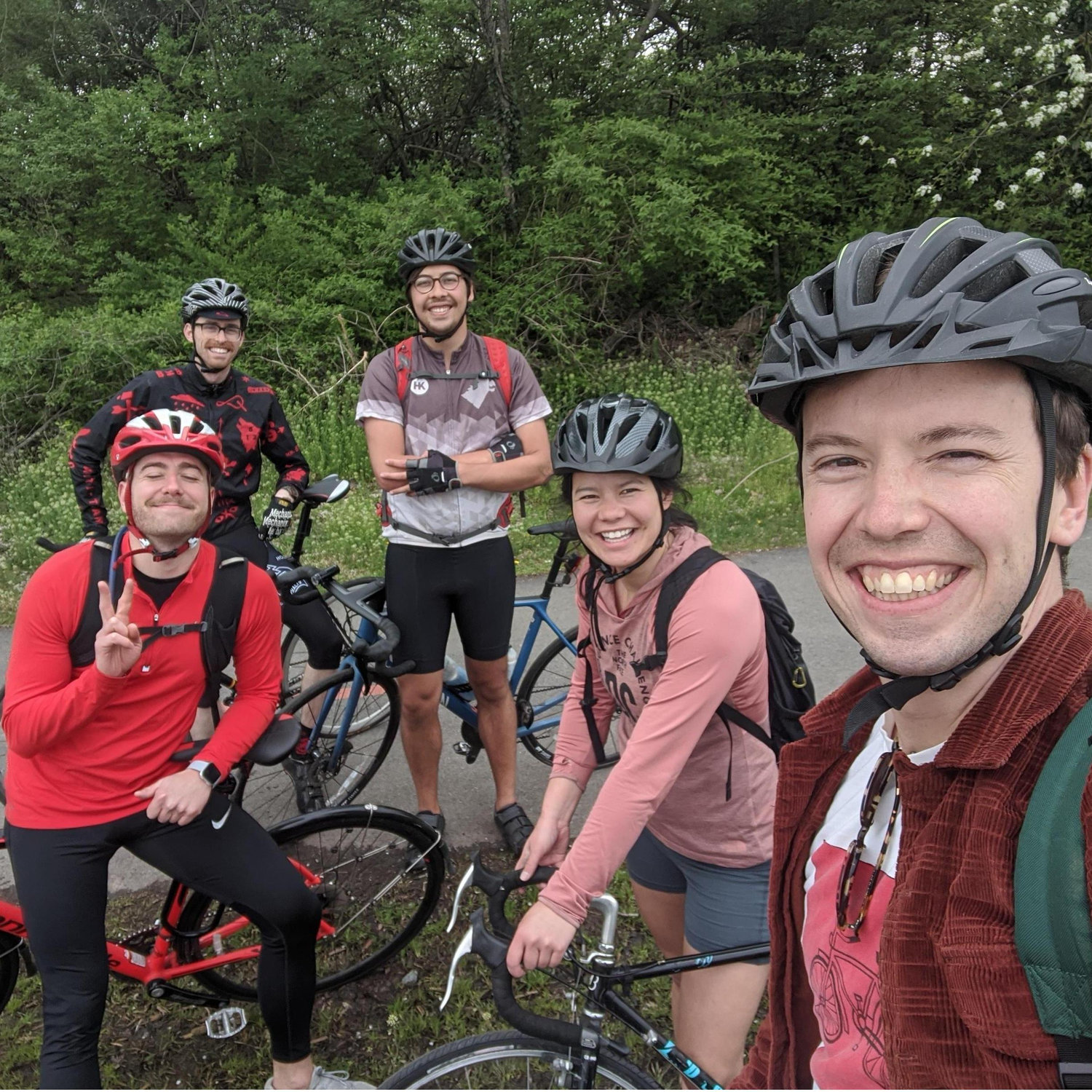 The pandemic jump started Chris and Mika's cycling hobby in a big way. They're often found hitting the trails with their housemates, including *semi-pro racer* August Warren.