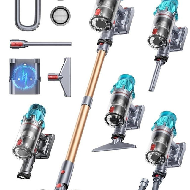 Cordless Vacuum Cleaner 600W/50Kpa, Stick Vacuum Cleaners 65 Mins Max Runtime with Charging Dock, Self-Standing Handheld Vacuum with Touch Display, 6-in-1 Vacuum Cleaner for Carpet/Hard Floor/Pet Hair