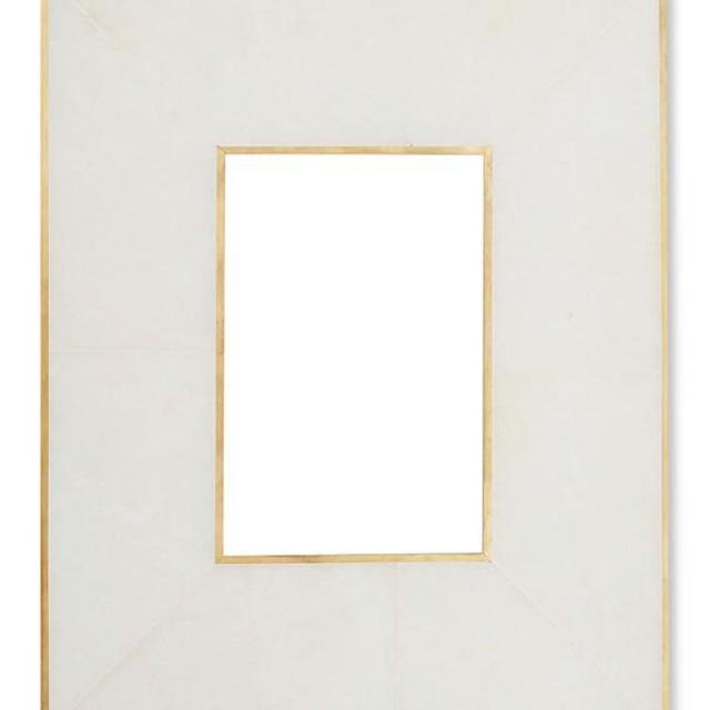 Brass Bordered Stone Picture Frame, White
