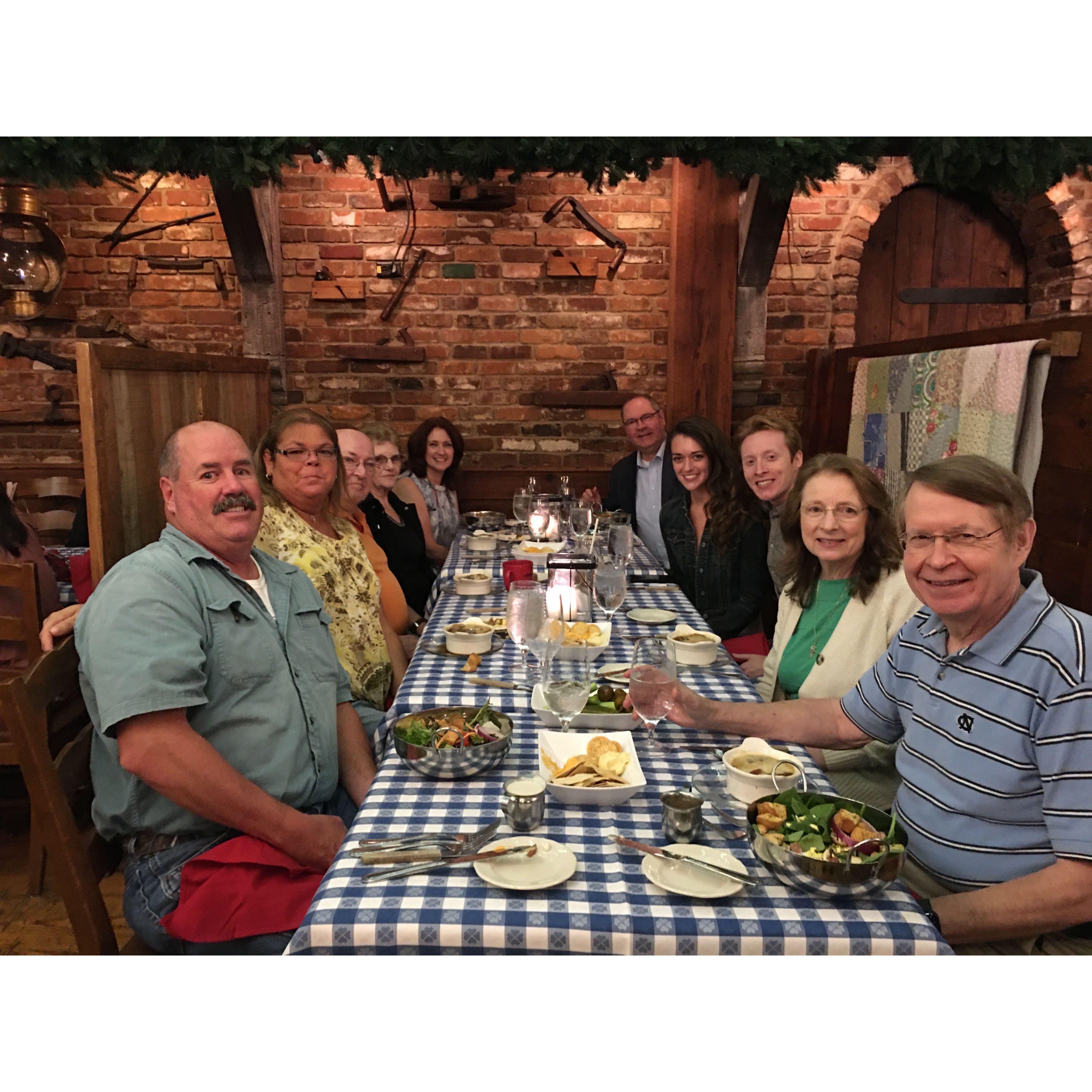 Dinner at Angus Barn the night before our wedding!