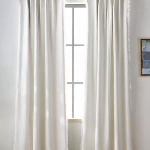 Luxe Linen Blend Woven Blackout Curtain (Ivory) (96x50)