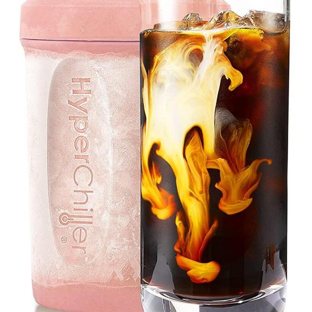 HyperChiller Maxi-Matic Patented Instant Coffee/Beverage Cooler, Ready in One Minute, Reusable for Iced Tea, Wine, Spirits, Alcohol, Juice, 12.5 oz, Rose Gold