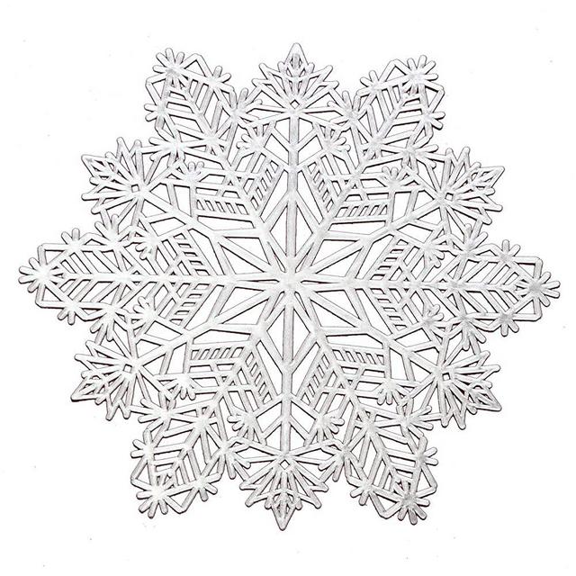 Wintop 15"×17" Vinyl Metallic Placemats Set of 6 Snowflake Silver 