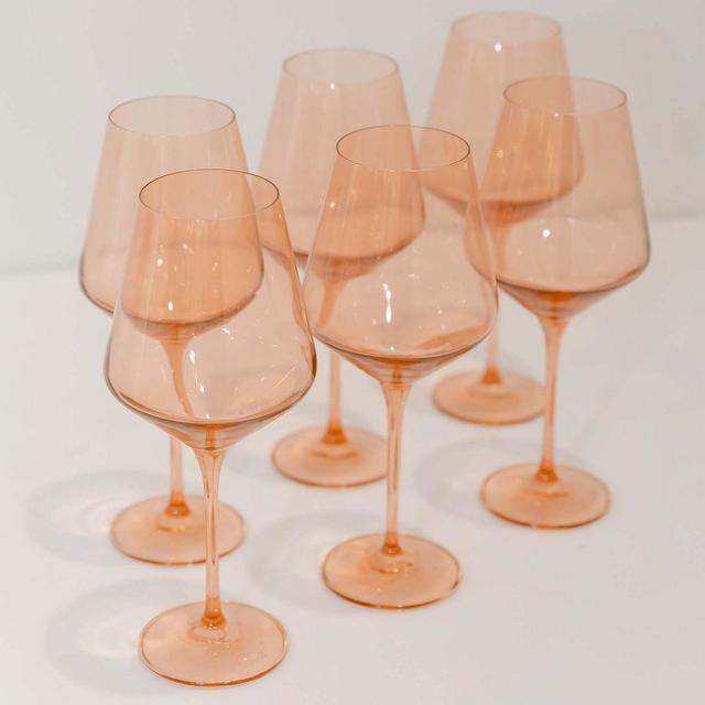 Estelle Colored Stemware Glass, Blush Pink, Set of 6