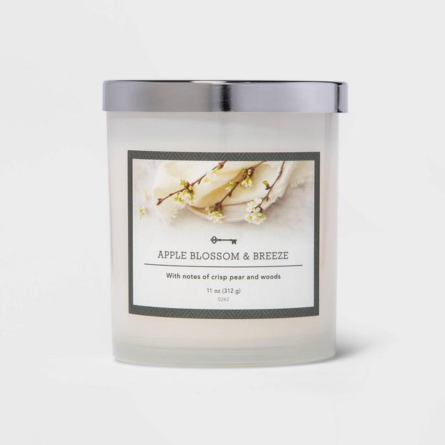 11oz Lidded Milky Glass Jar Apple Blossom and Breeze Candle - Threshold™