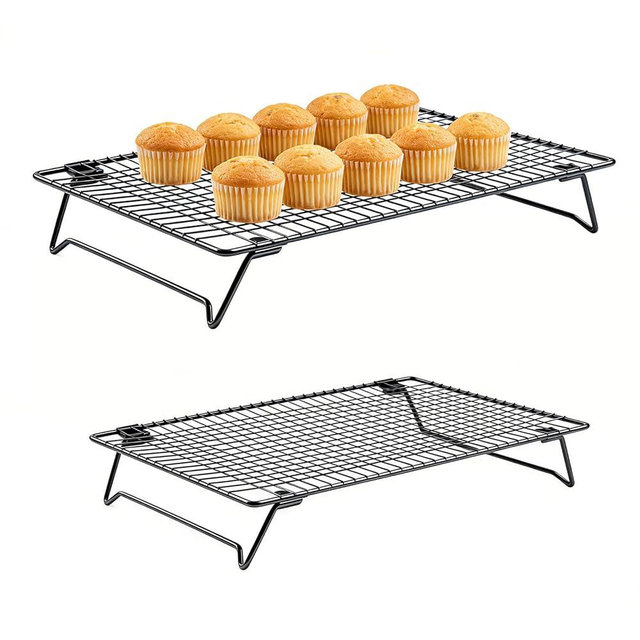 Cooling Racks for Cooking and Baking, Cookie Cooling Rack, 2-Pack with Sizes 16.93X11.02X3.15 Inches & 13.4x9.4x2.36 Inches, Sturdy Baking Cooling Racks for Cookies, Cakes