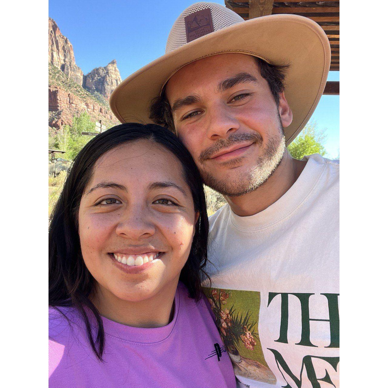 During our road trip across various states to Zion National Park, where we got engaged!