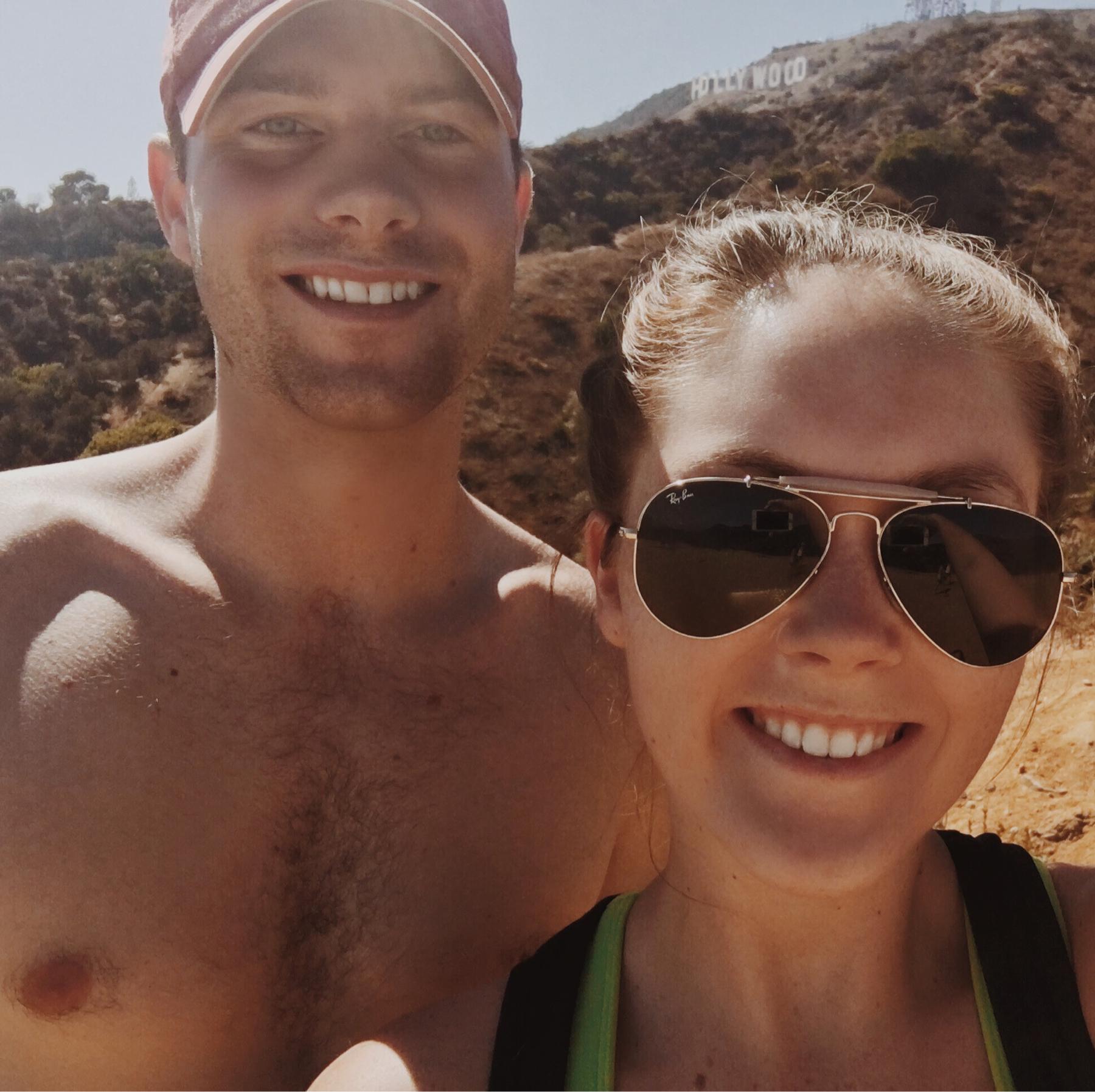 In front of the Hollywood Sign, hiking Runyon Canyon