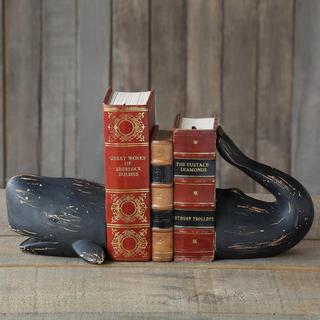 Decorative Distressed Whale Bookends, Set of 2