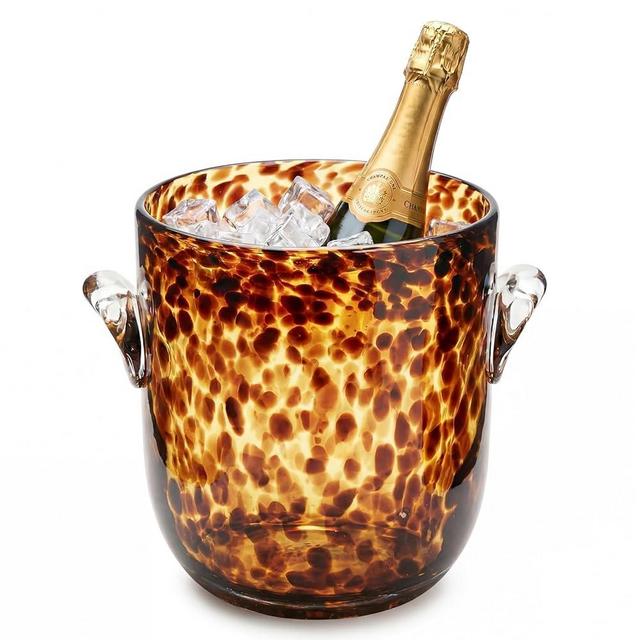 Remerry 1 Pcs Tortoise Pattern Ice Bucket Glass 6.6 Inch Diameter Chiller Beverage Tub Cocktail Home Bar Accessories, Wine, Beer Ice Bucket for Drinks and Parties, Champagne Drink Cooler