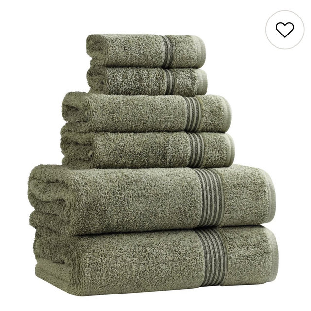 SUPERIOR 6-piece Plush Egyptian Cotton Bath Towel Set - Forest Green