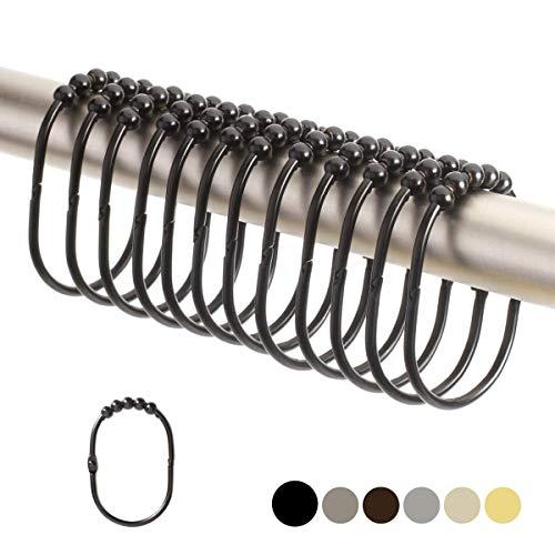 2 Lb. Depot Wide Shower Curtain Rings Hooks, Stainless Steel Set of 12 (Black)