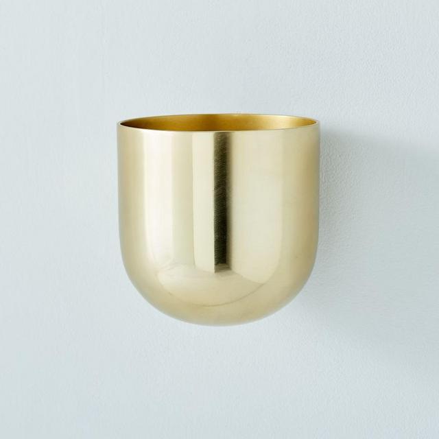 Metal Wallscape Planters, Antique Brass, Small