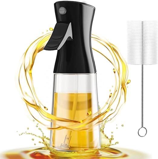Leaflai Oil Sprayer for Cooking, 180ml Glass Olive Oil Sprayer Mister, Olive Oil Dispenser Bottle with Brush, Kitchen Gadgets Accessories (Dark Black)