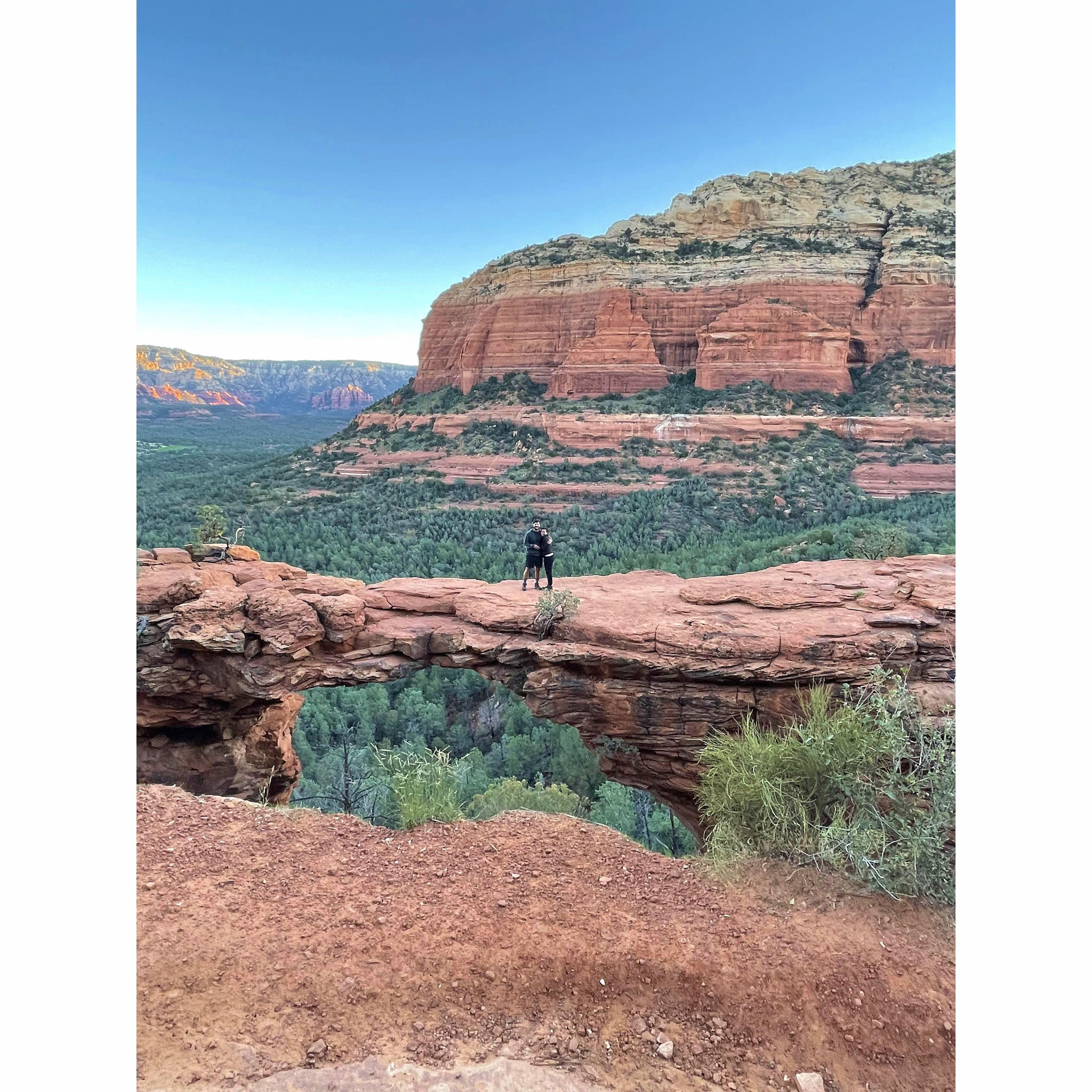 Thankfully, we got this picture before Nick's fear of heights took over.